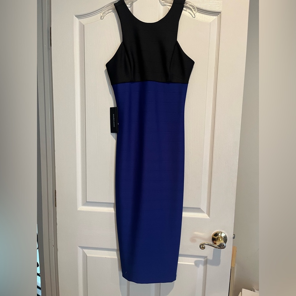 Marciano Blue and black color block bodycon dress
